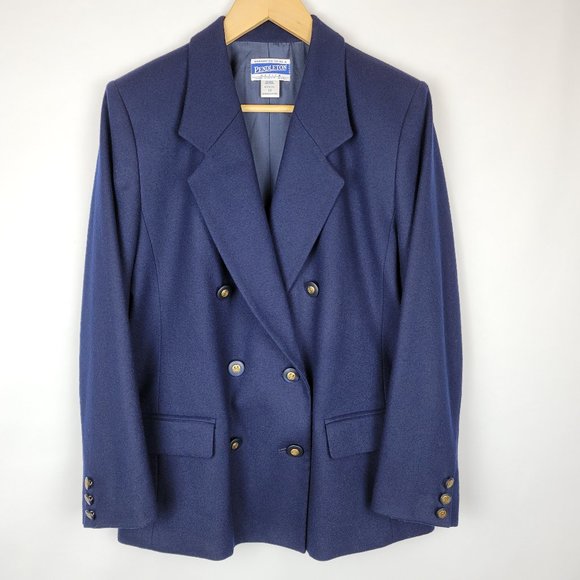 Pendleton blazer 100% Wool Navy Double breasted jacket 10 - Picture 1 of 6